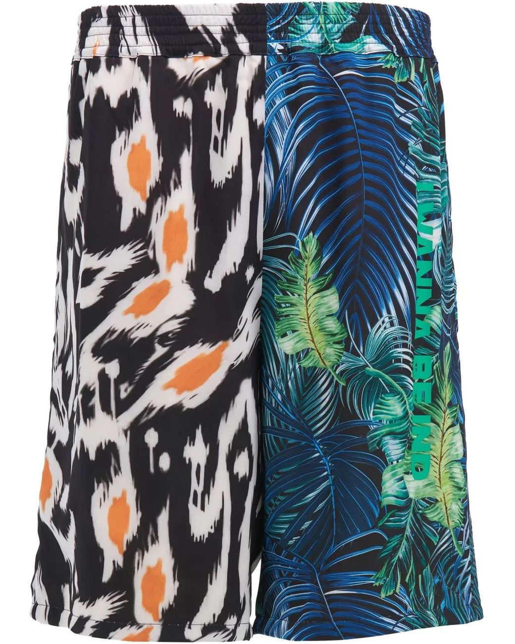 Indacum Blue Botanical-Print Shorts for men