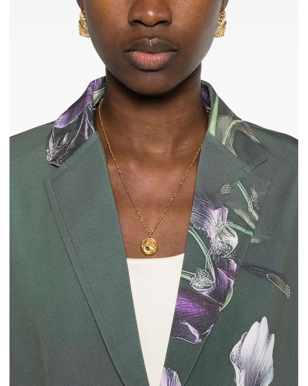 SISSIOTTO Green Blazer À Fleurs Imprimées