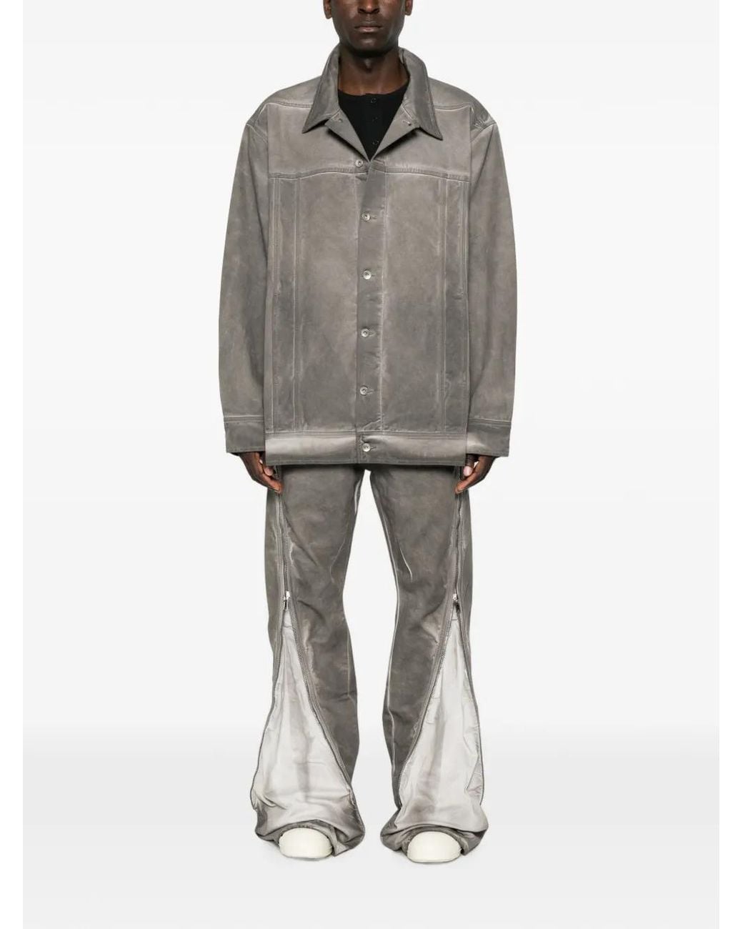 Rick Owens Gray Jumbo Worker Jacket for men