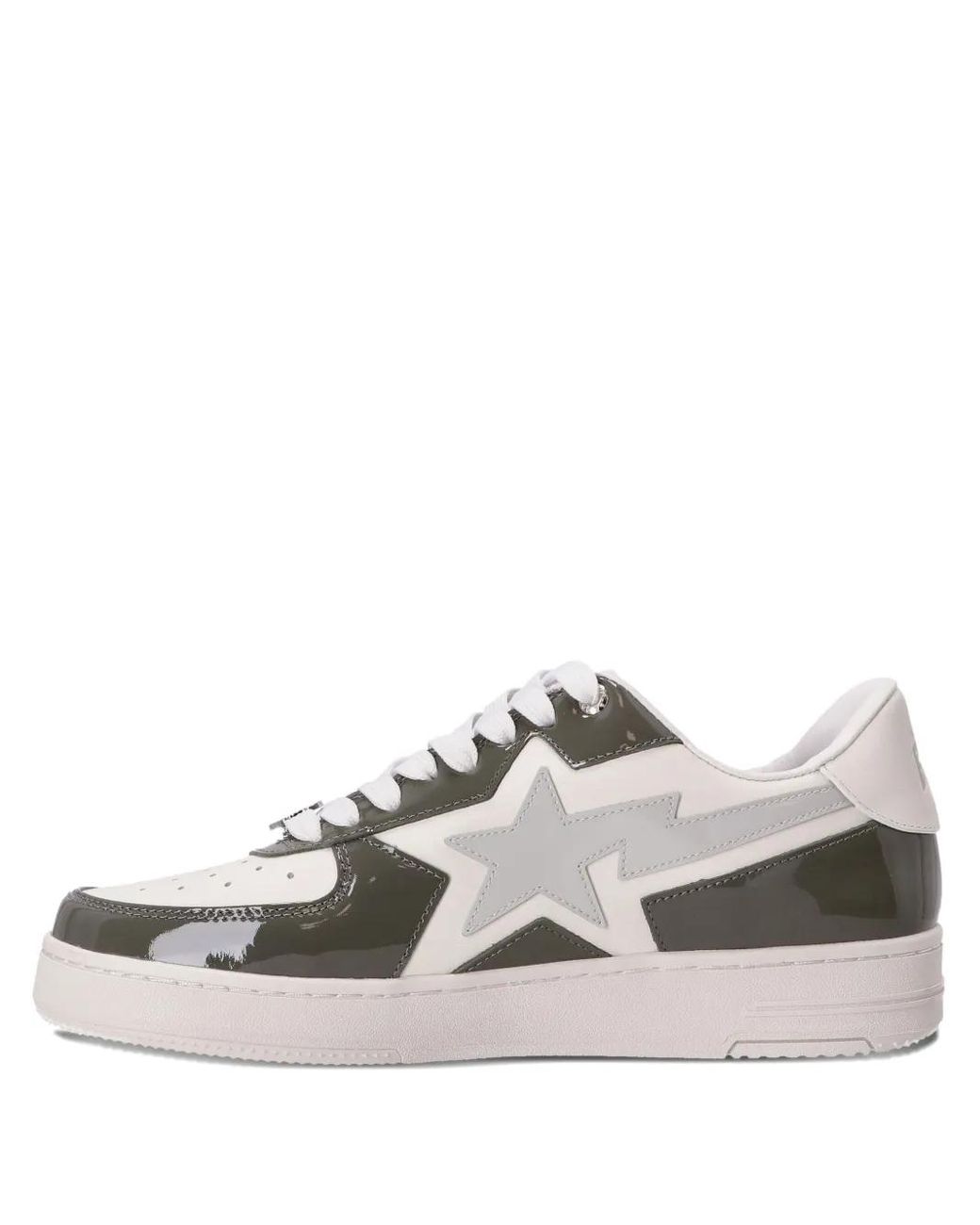 A Bathing Ape White Sta Logo-Patch Leather Sneakers for men