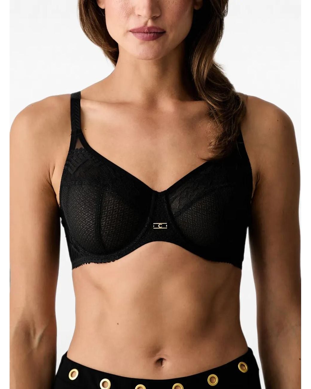 Chantelle Black Lace-Overlay Underwired Bra