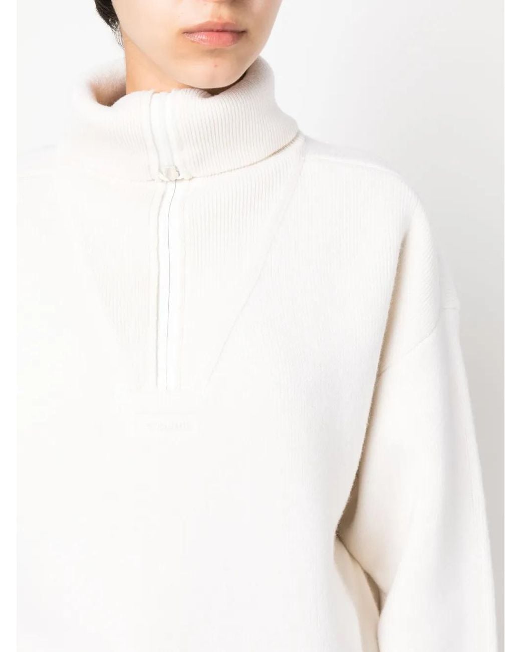 Coperni Wool-Blend Half-Zip Jumper in het White