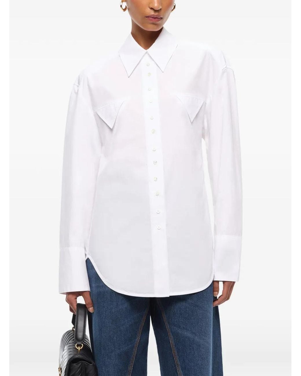 Pinko White Slim-Fit Shirt With Drawstring