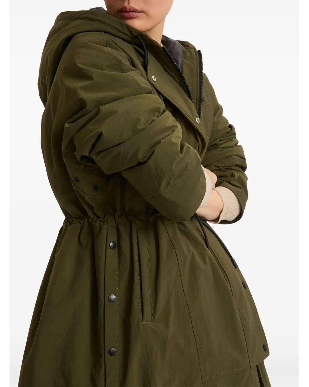 Yves Salomon Green Hooded Coat