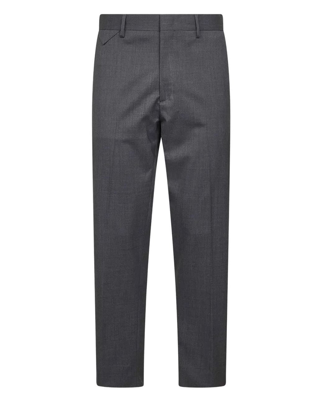 D4.0 Gray Flap-Pocket Belt-Loops Trousers for men