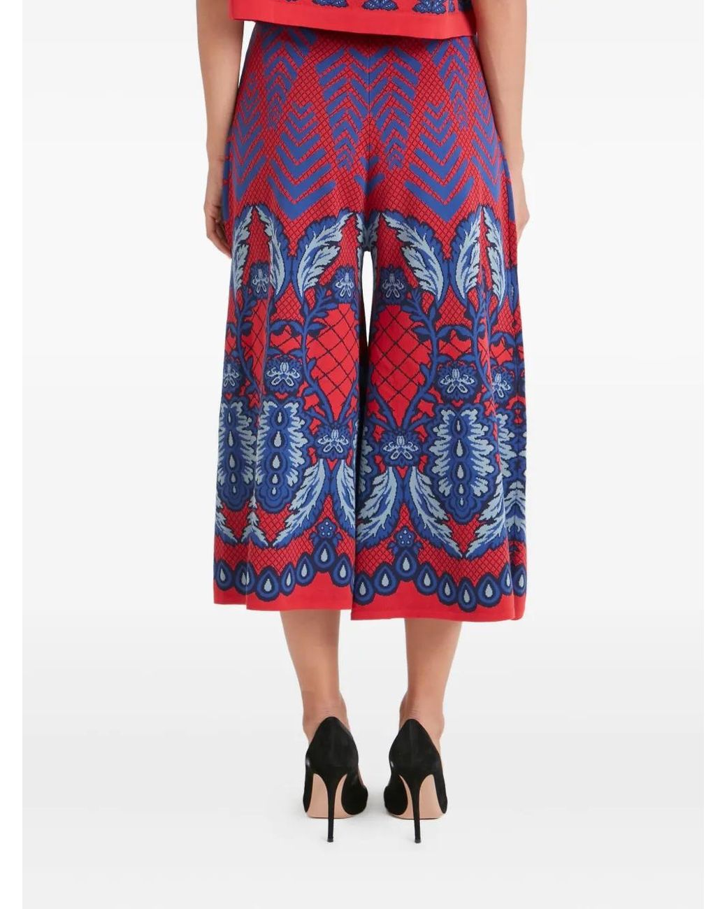 Temperley London Red Chevron-Pattern Trousers