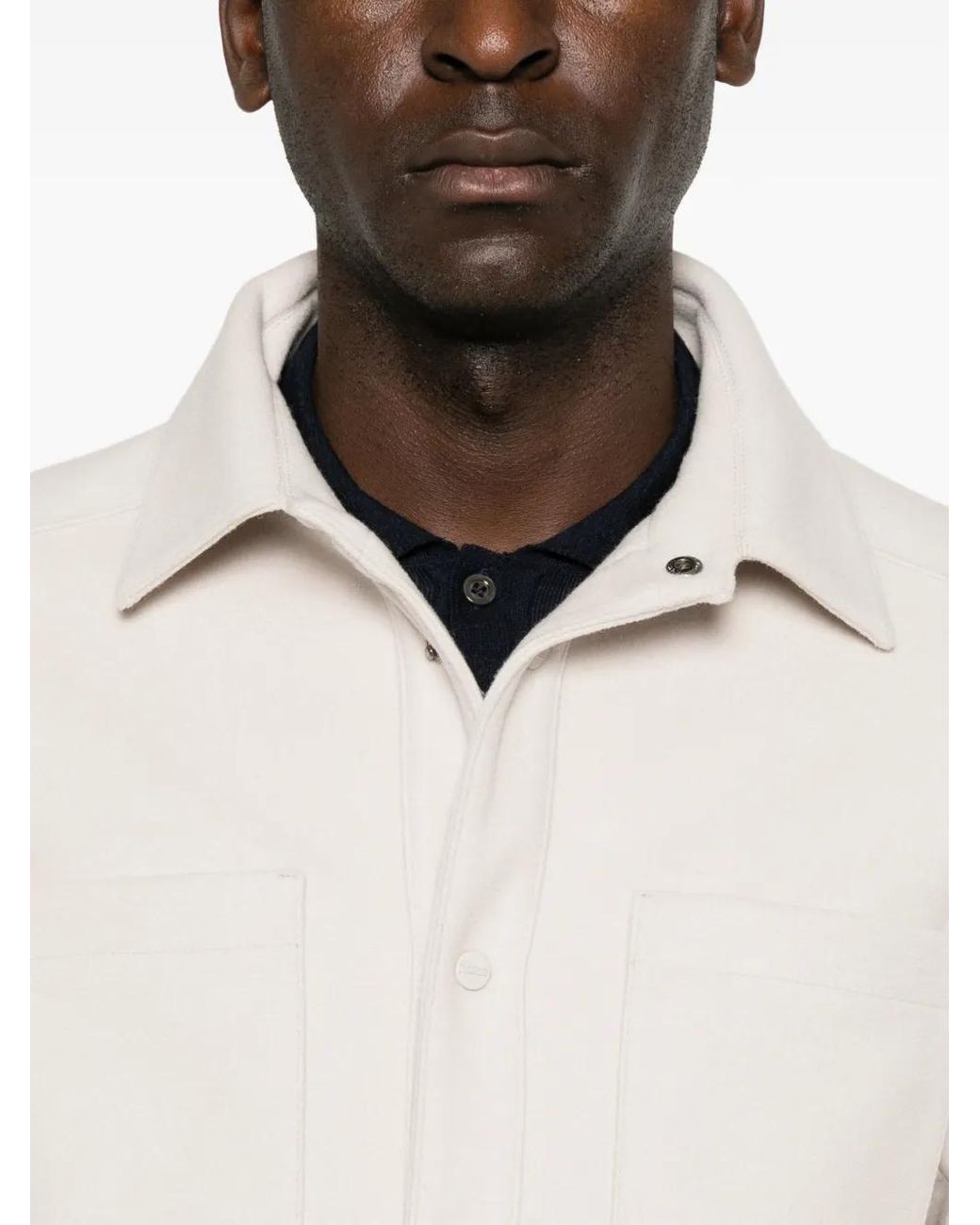 Herno White Chest-Pockets Press-Stud Jacket for men
