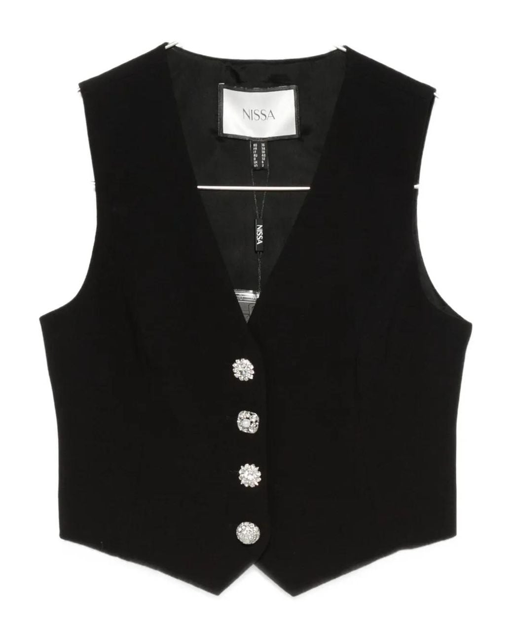 Nissa Black Jewel-Button Gilet