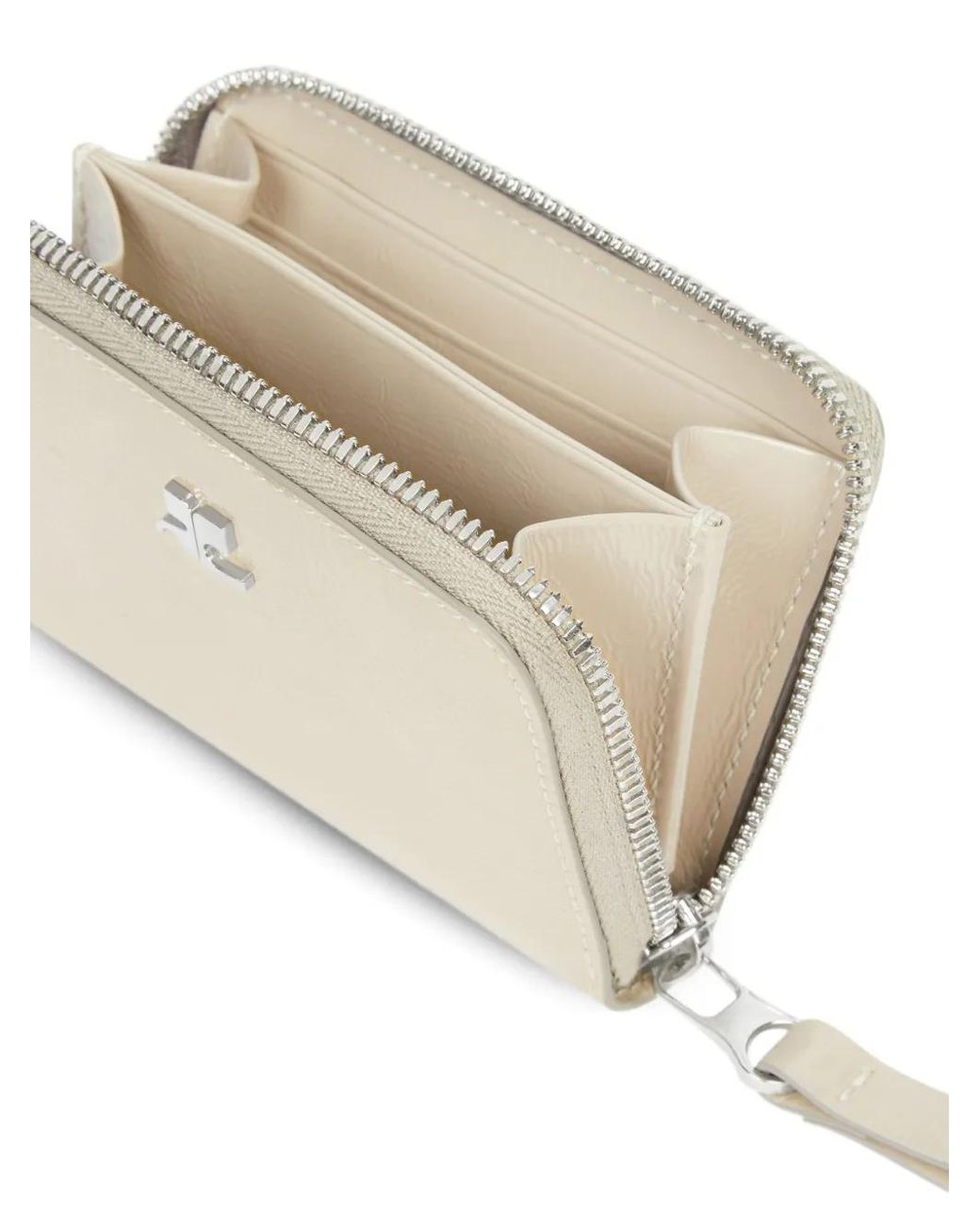 Courreges White Naplack Zipped Compact Wallet