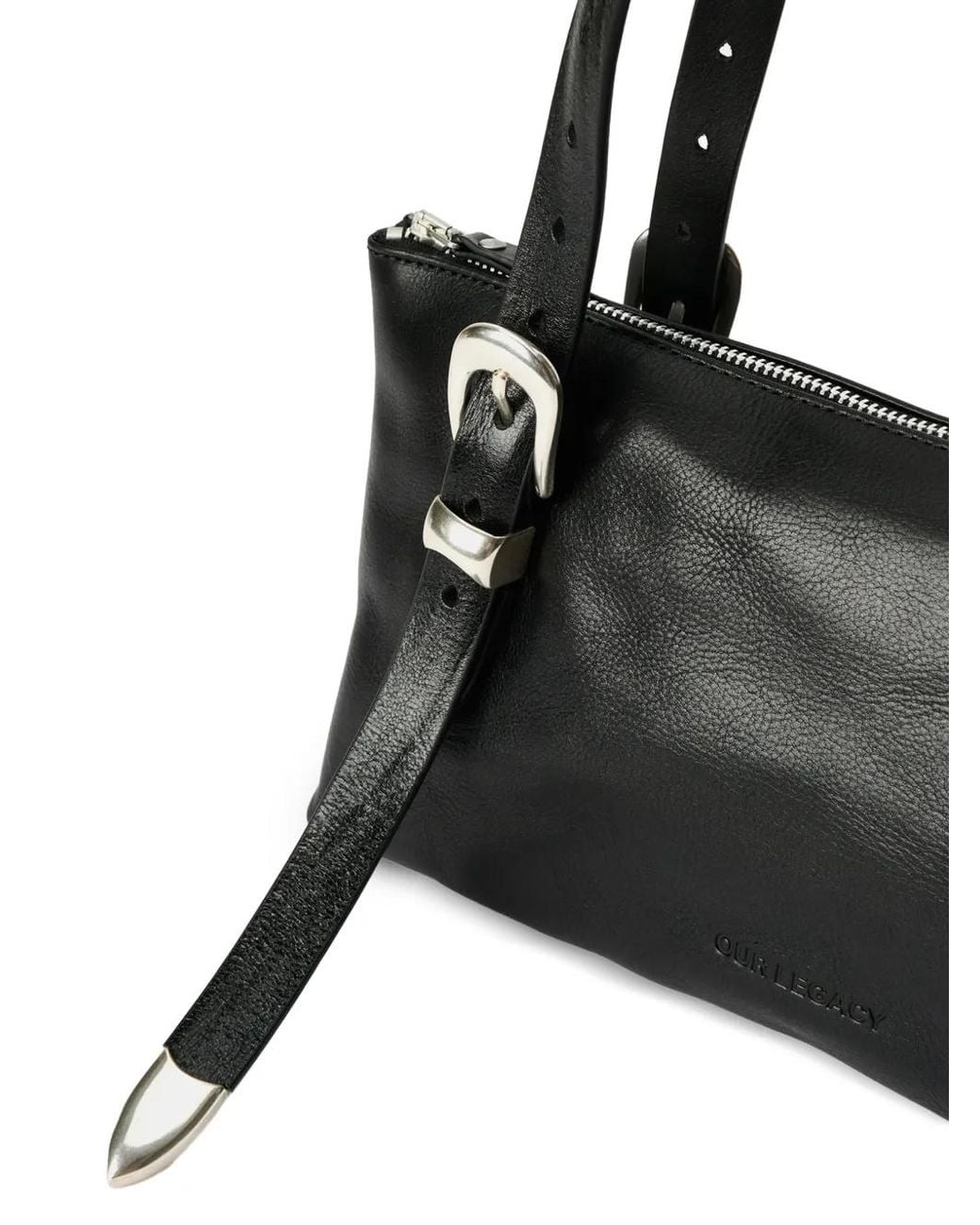 Our Legacy Black Sac Porté Épaule En Cuir À Boucle