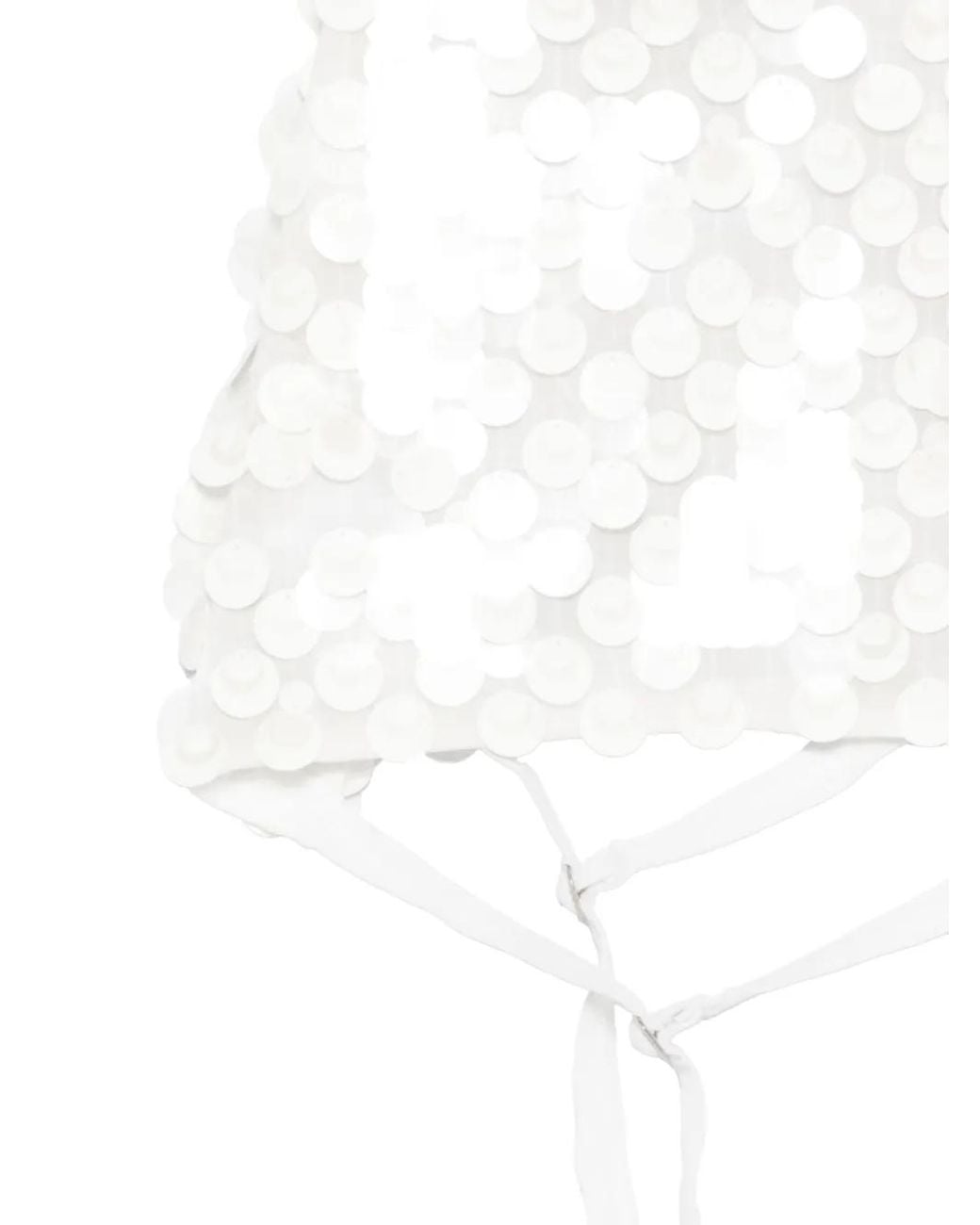 P.A.R.O.S.H. White Sequin-Appliqué Top
