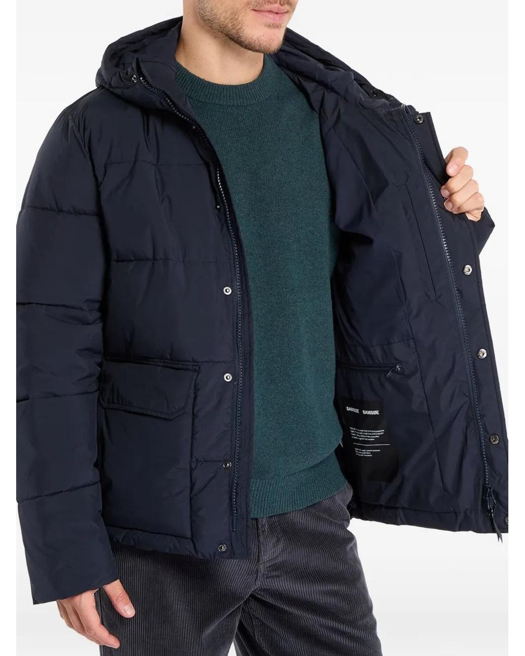Samsøe & Samsøe Blue Padded Hooded Jacket for men