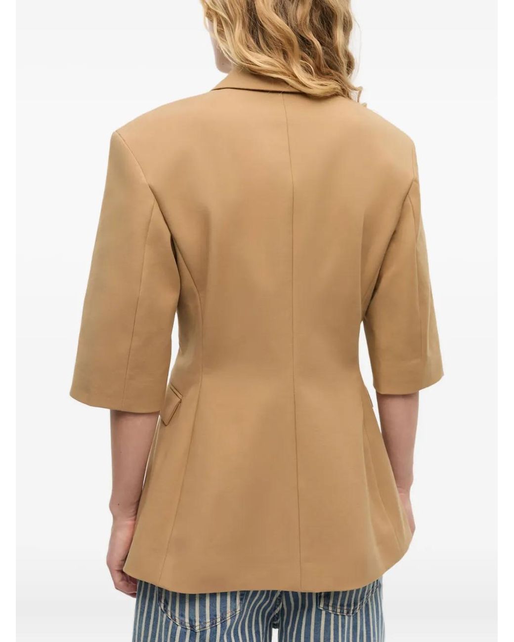 Ganni Natural Short-Sleeved Blazer