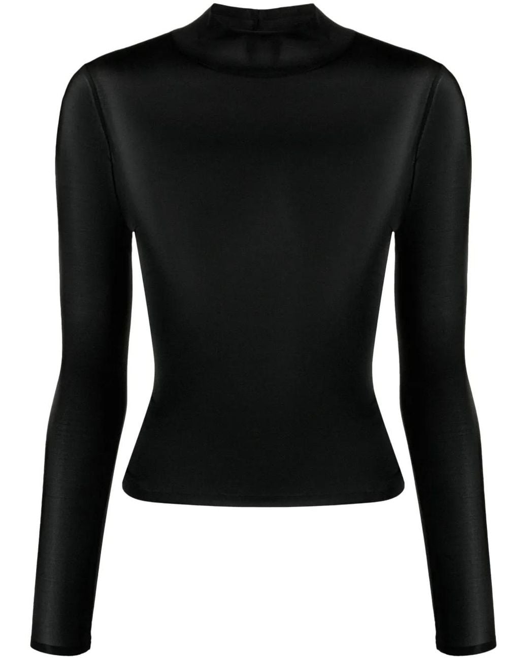 Courreges Black Semi-transparent Top With Embroidered Logo