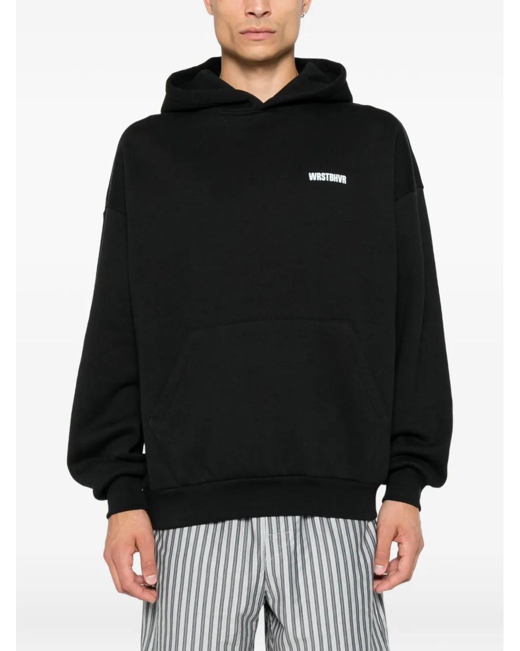 WRSTBHVR Black Hoodie En Jersey À Logo Imprimé