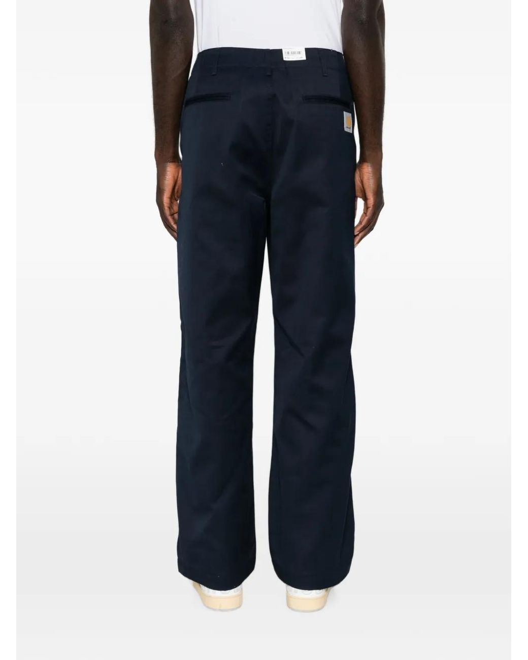 Carhartt Blue Logo-Patch Straight-Leg Trousers for men