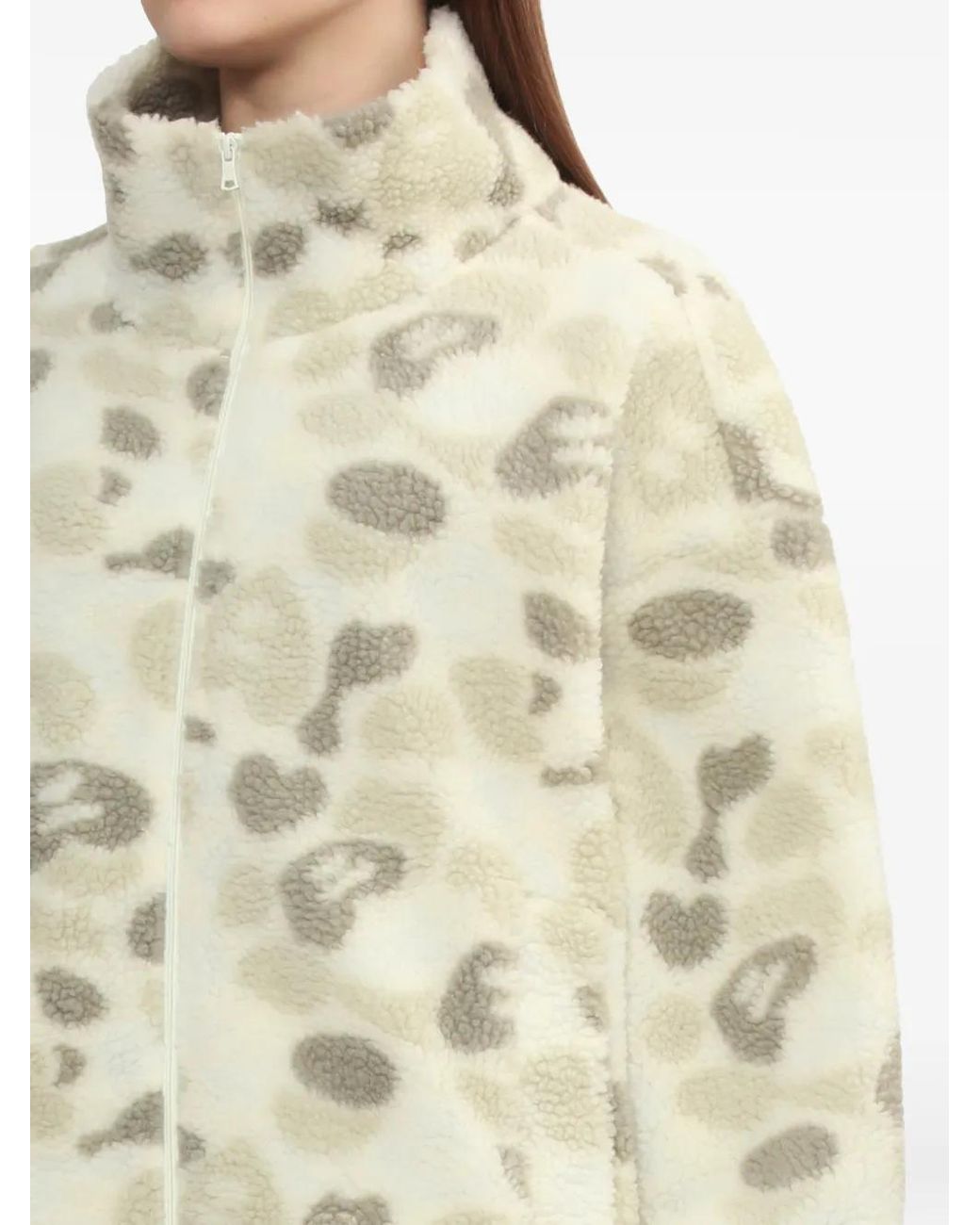 A Bathing Ape White Printed Zip-Up Fleece Jacket