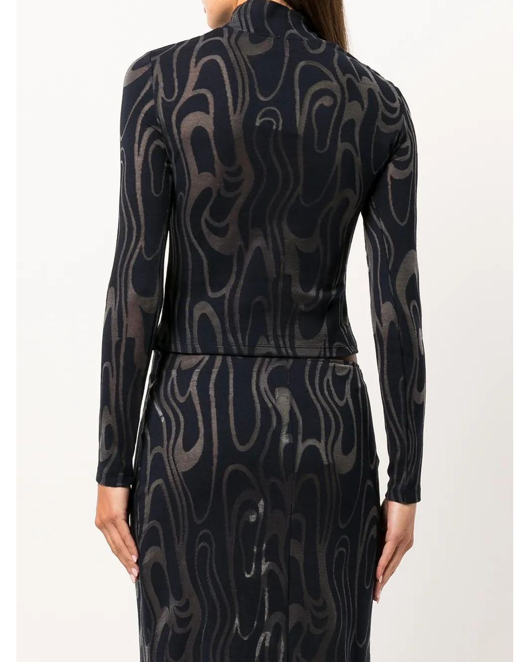 Eckhaus Latta Black Shrunk Turtleneck Long-Sleeve Top