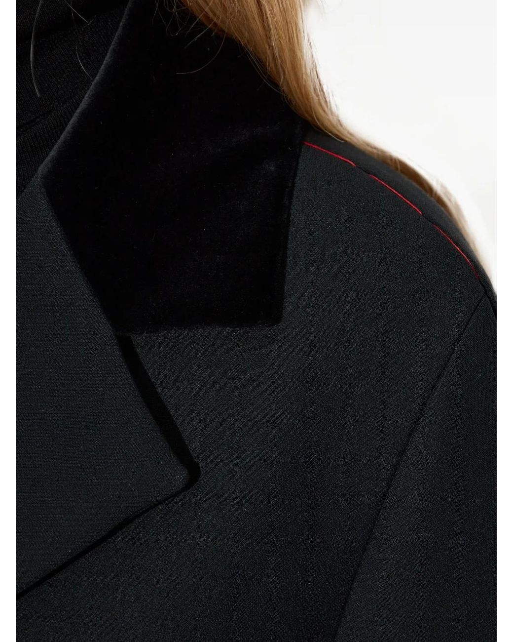 Max Mara Blue Mammola Velvet-Collar Coat