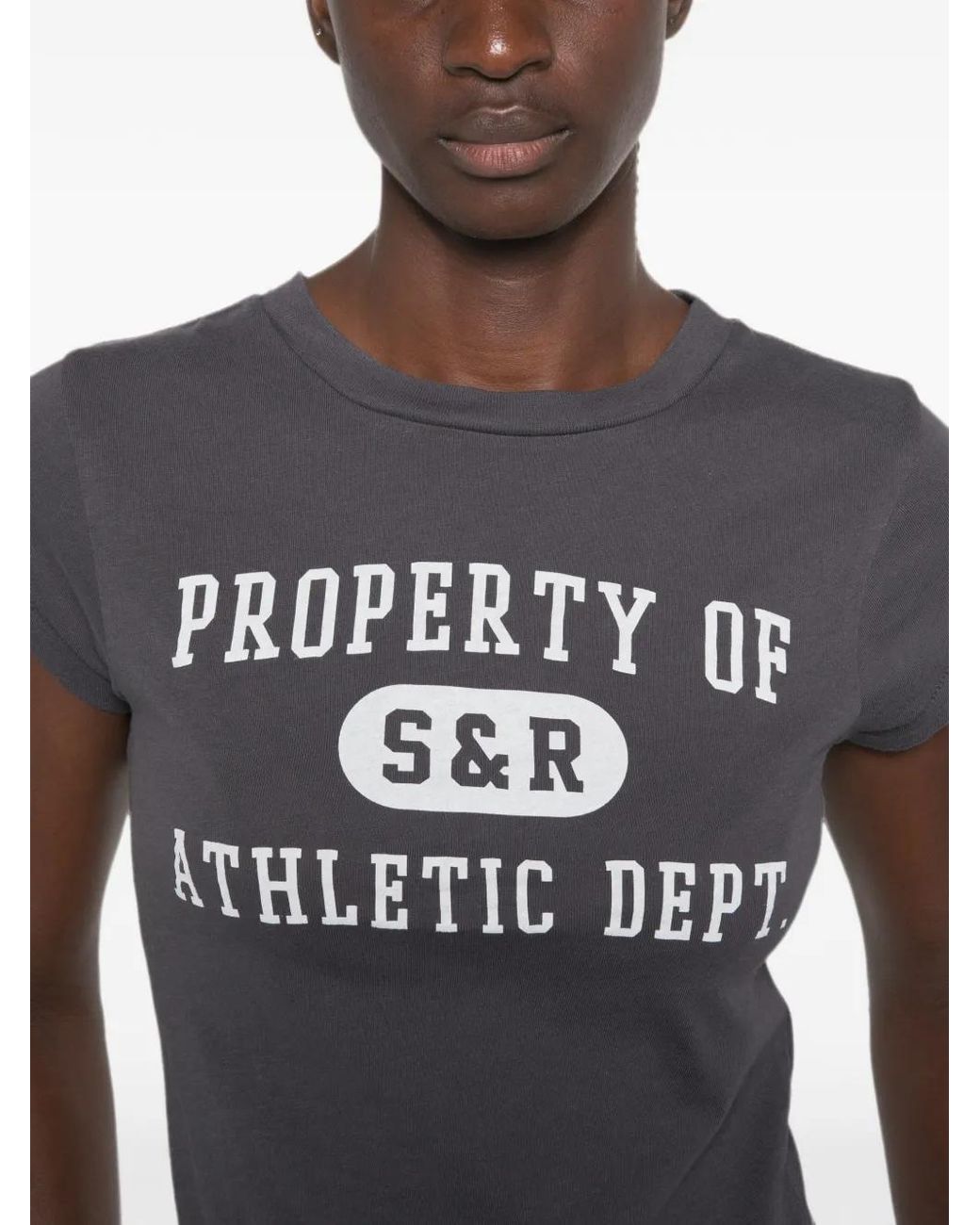 Sporty & Rich Gray Logo-Print T-Shirt