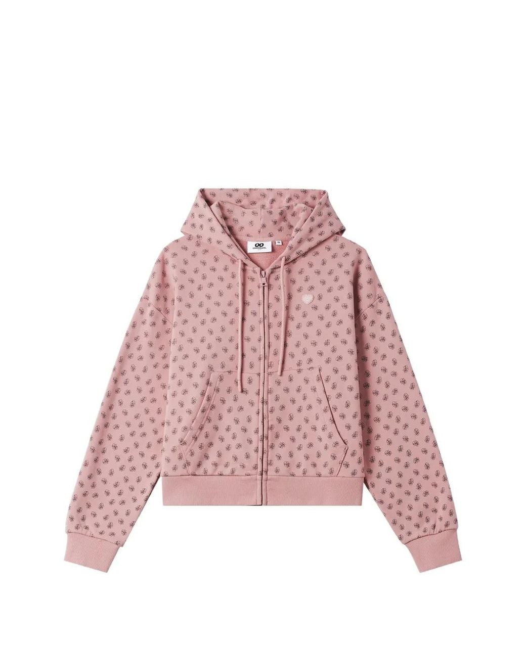 Chocoolate Pink Monogram-Print Zip-Up Hoodie