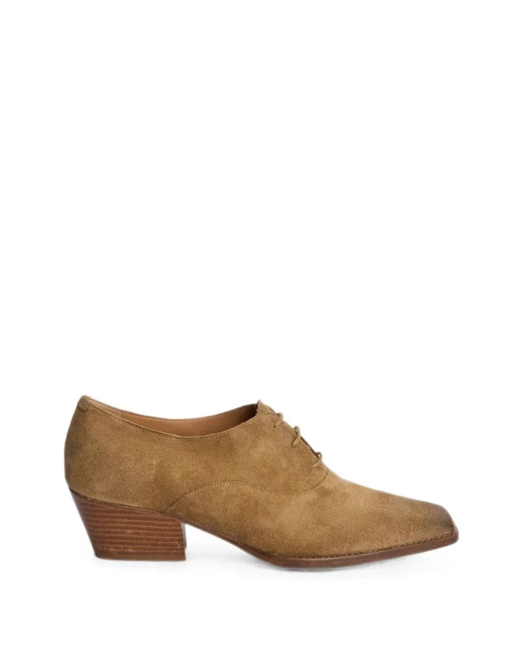 Jil Sander Brown Squared-Toe Suede Lace-Up Shoes