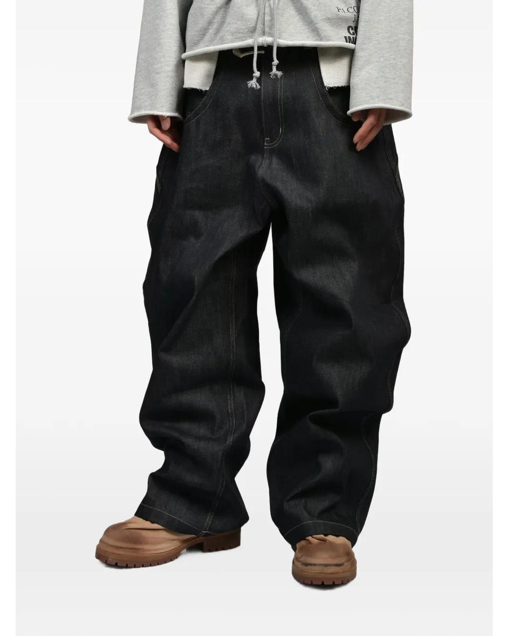 Protocol Index Black Retro Denim Trousers for men