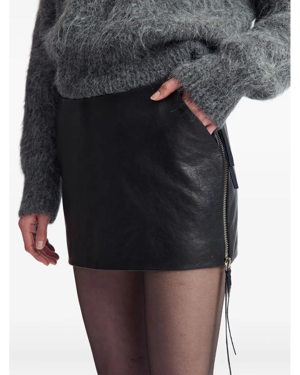 16Arlington Black Adu Zip-Detail Mini Skirt