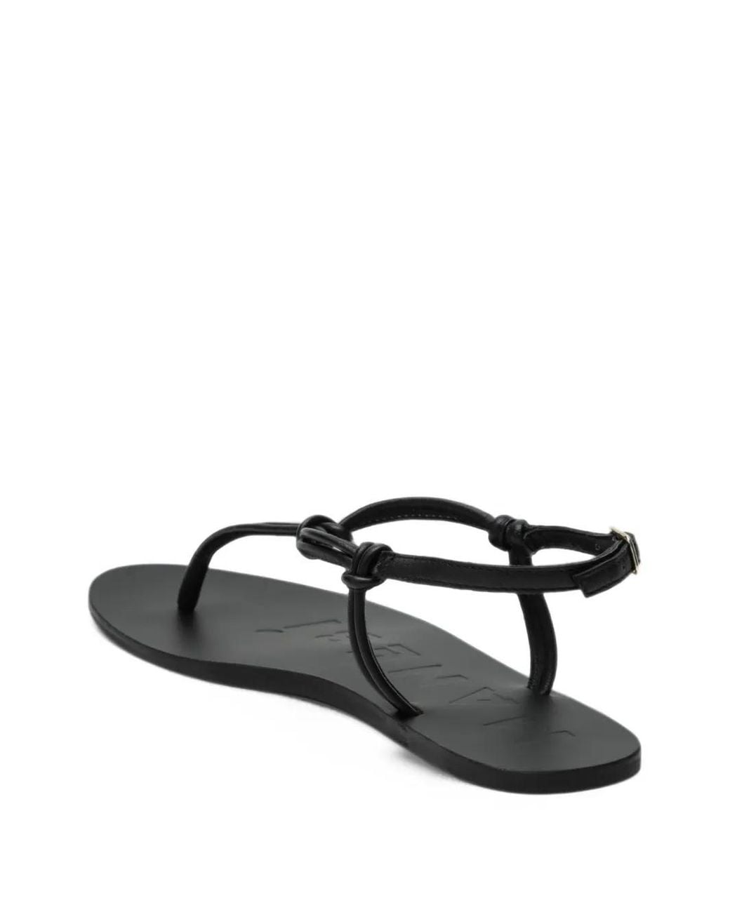 Manebí Black Leather Flat Sandals