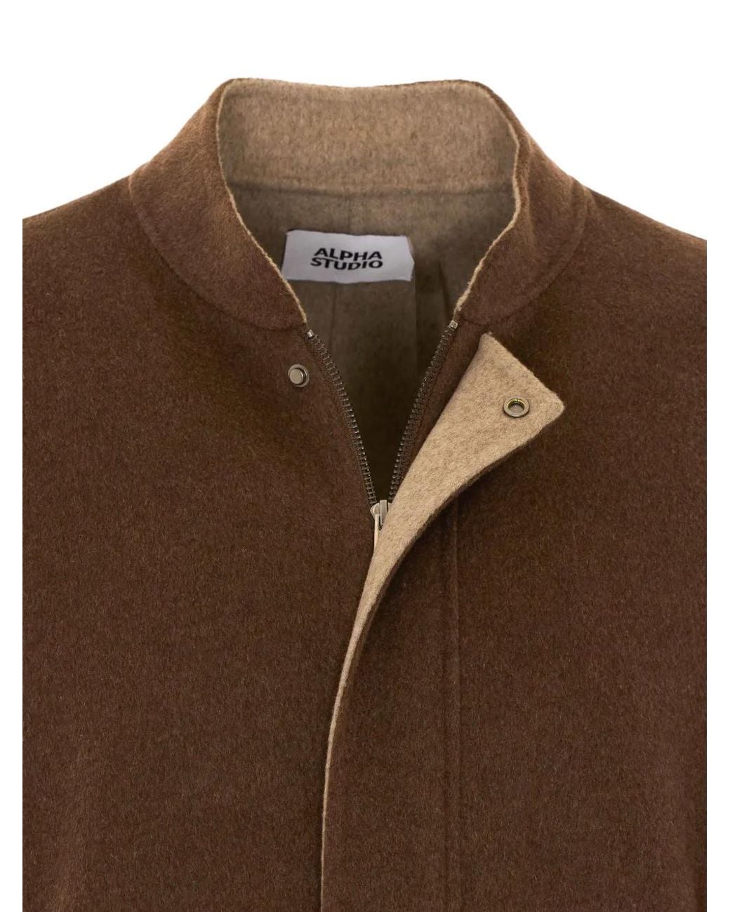 Alpha Studio Brown Zip-Up Bomber Jacket for men