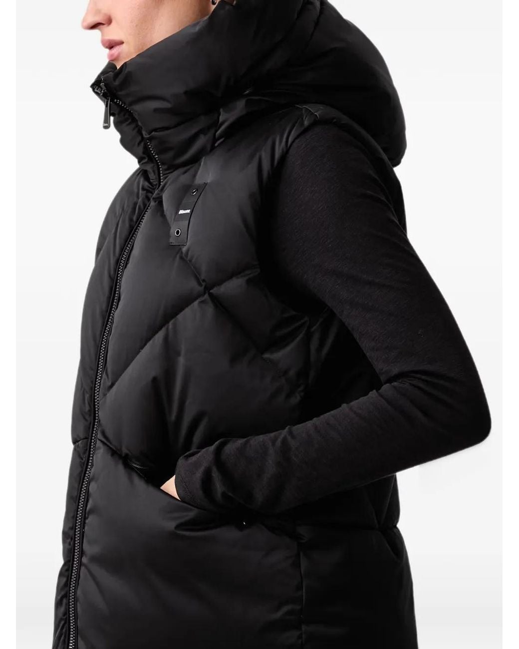 Blauer Black Quilted Hooded Gilet