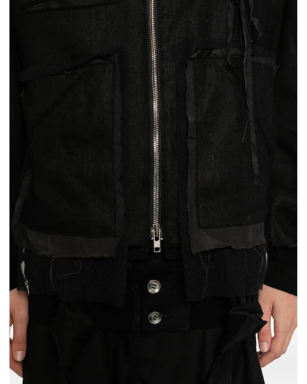 Midorikawa Black Raw-Edge Zip-Up Jacket for men