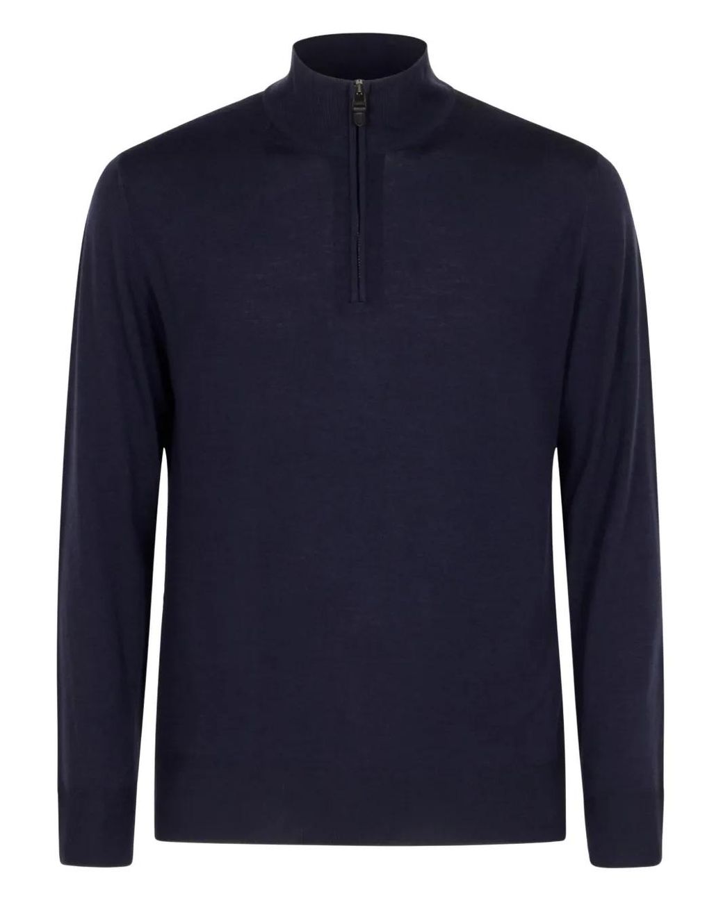 Canali Blue High-Neck Zip-Up Sweater for men