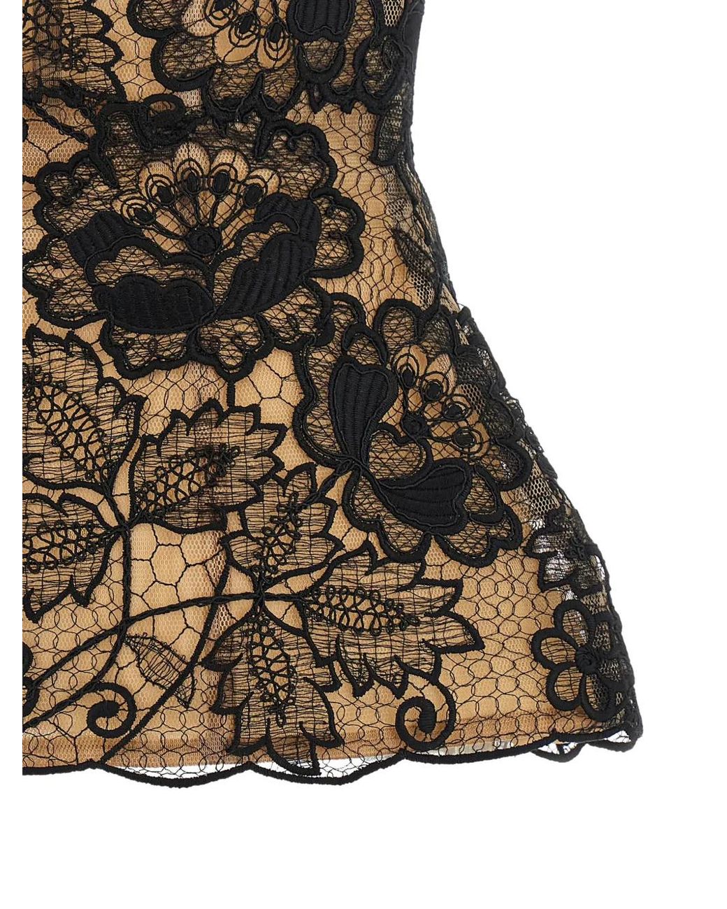 Elie Saab Green Floral Guipure Lace Corset Top