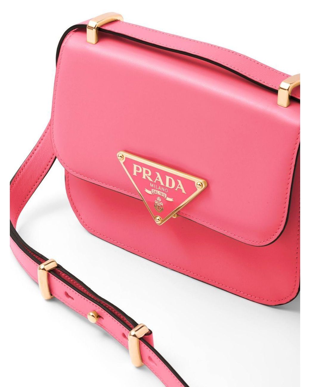Prada Emblème Saffiano Leather Shoulder Bag in Pink | Lyst