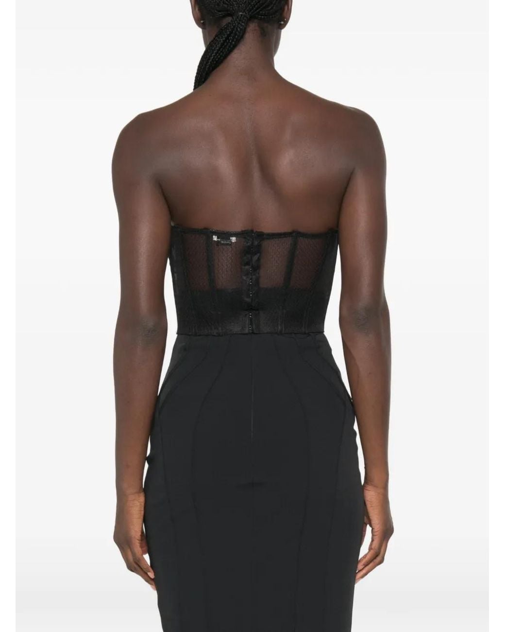 Elisabetta Franchi Black Mesh Corset Top
