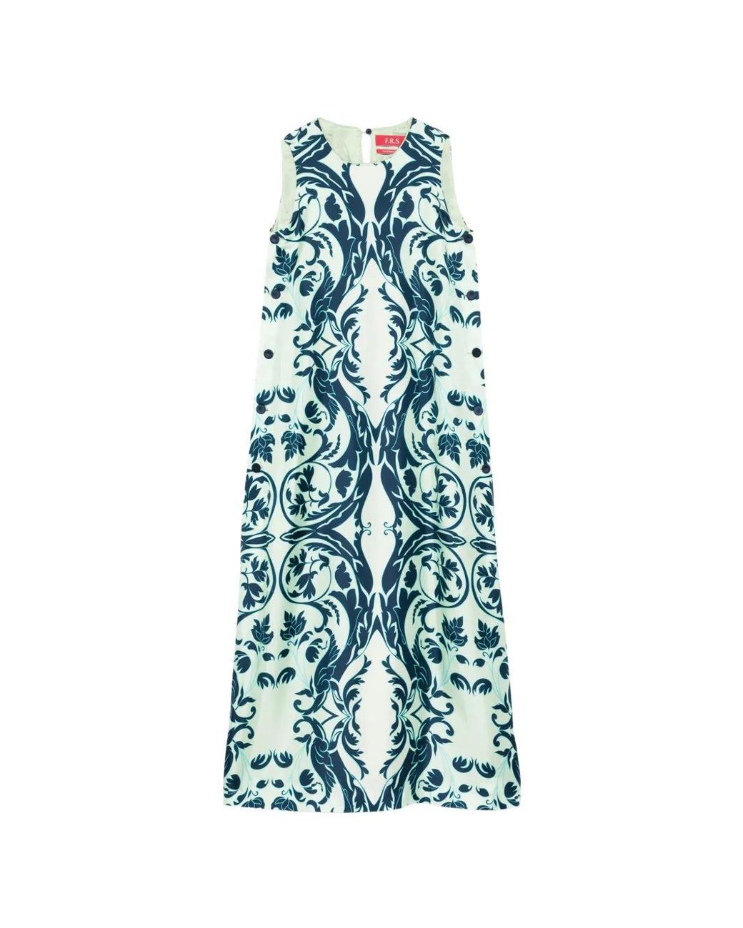 F.R.S For Restless Sleepers Blue Robe Longue À Fleurs Boutonnée