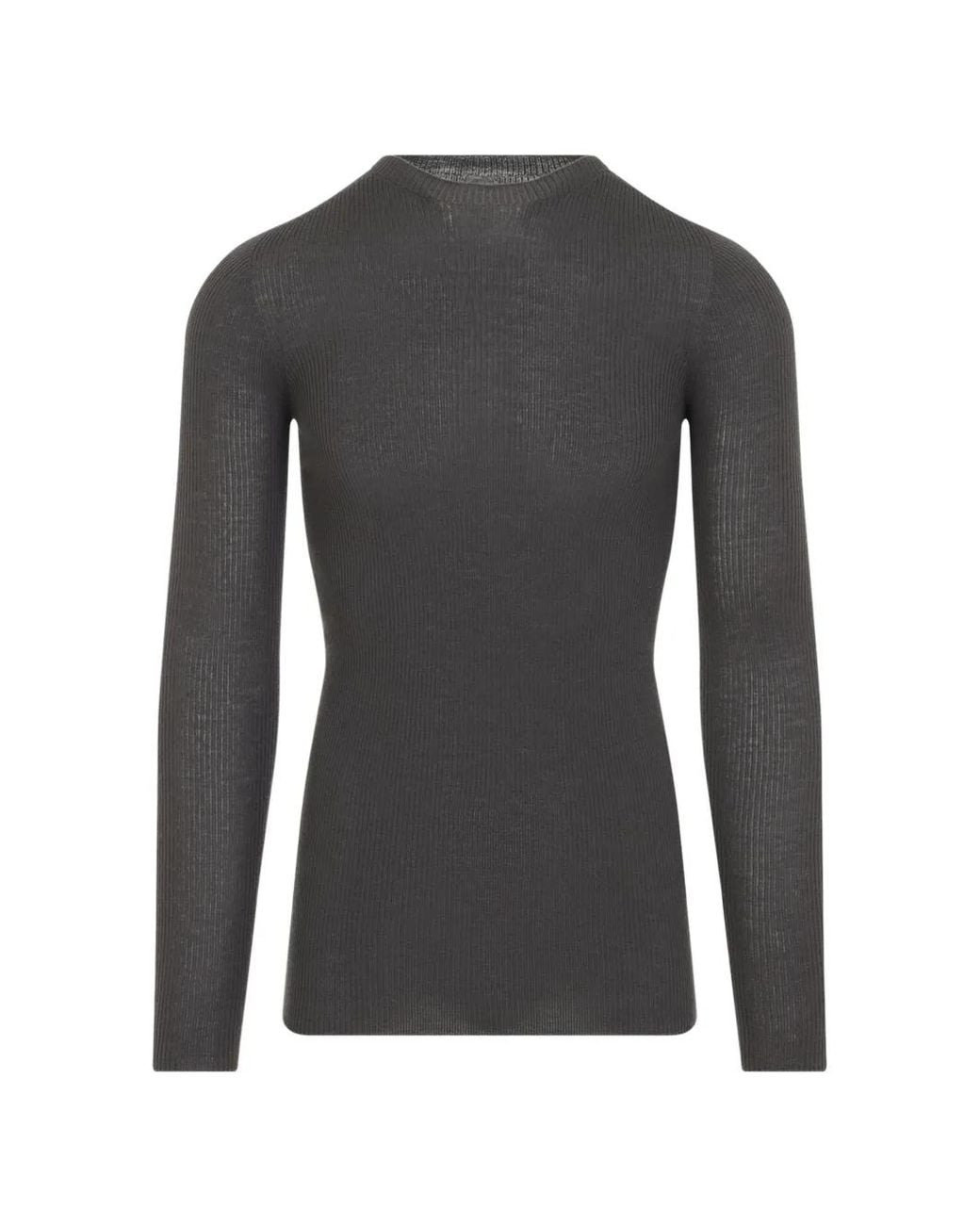 Rick Owens Black Ribbed-Knit Sweater for men