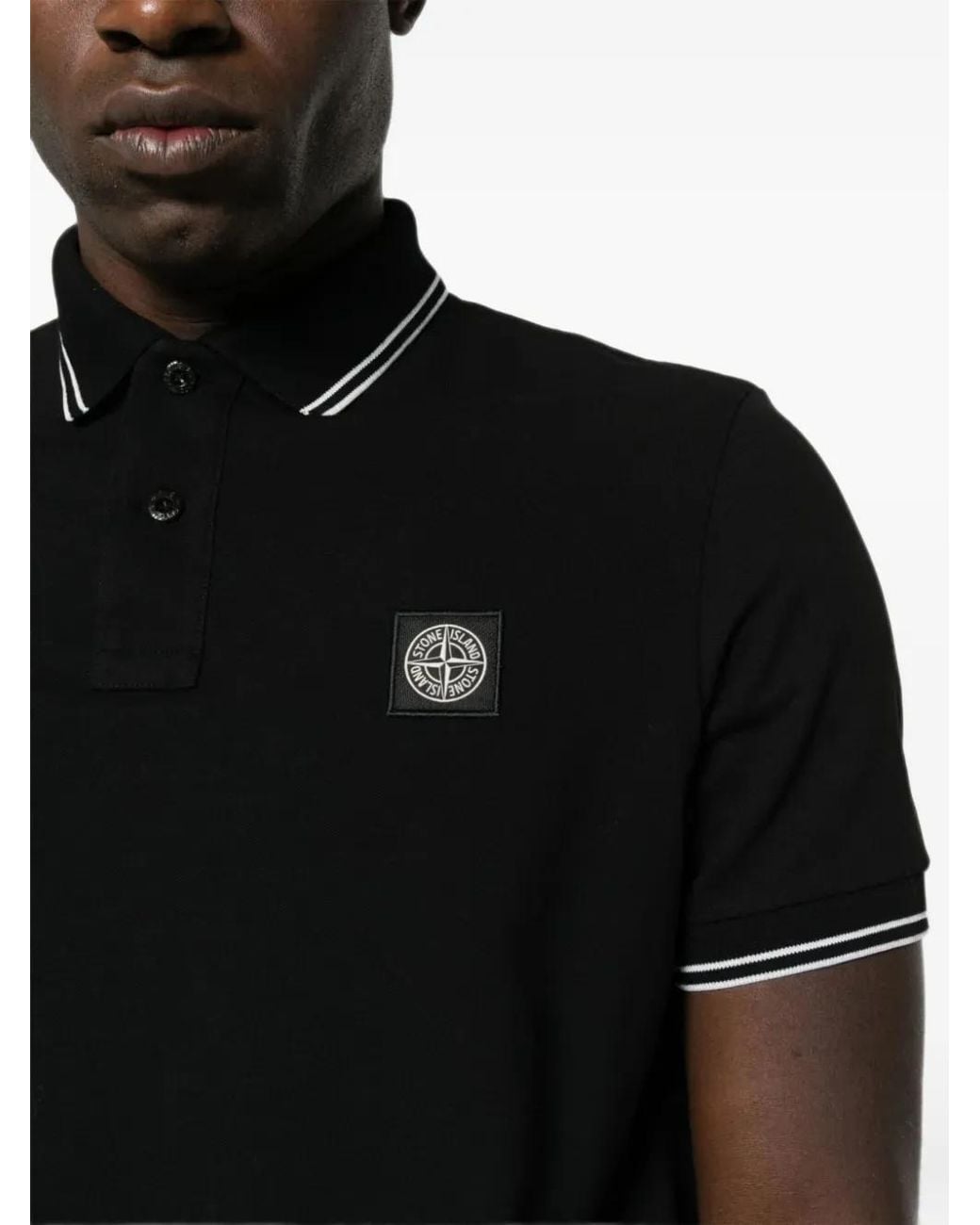 Stone Island Black 2200010 Organic Cotton Piqué With Stretch Polo Shirt for men