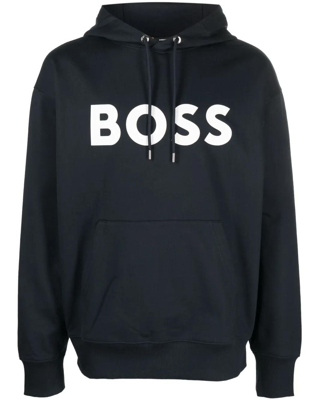 Boss Blue Logo Print Hoodie for men