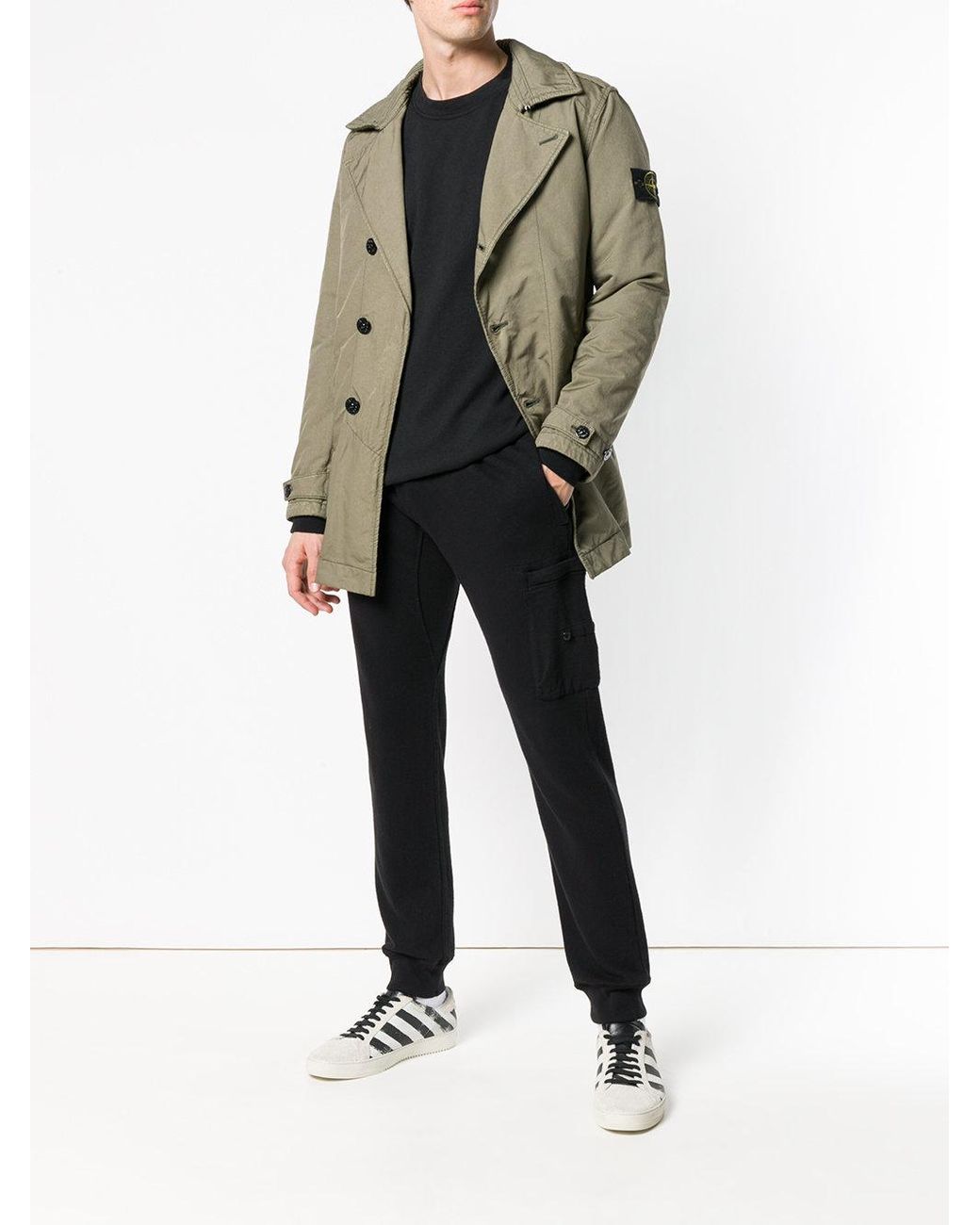Stone Island Lightweight Trench Coat in Green for Men | Lyst