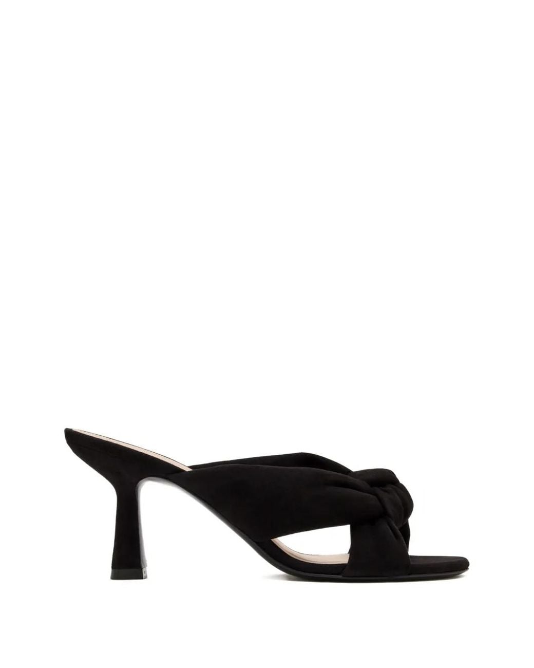 Stuart Weitzman Black Knotted-Upper Heeled Sandals