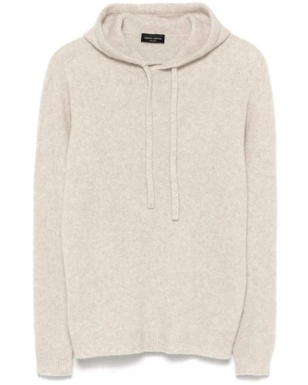 Roberto Collina Natural Slouchy Cashmere-Silk Blend Hoodie for men