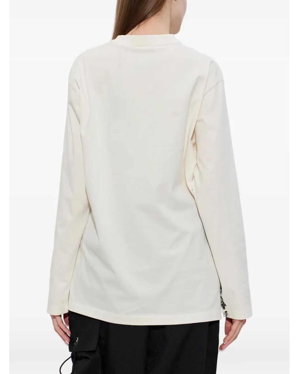 Y-3 White T-Shirt Imprimé À Manches Longues