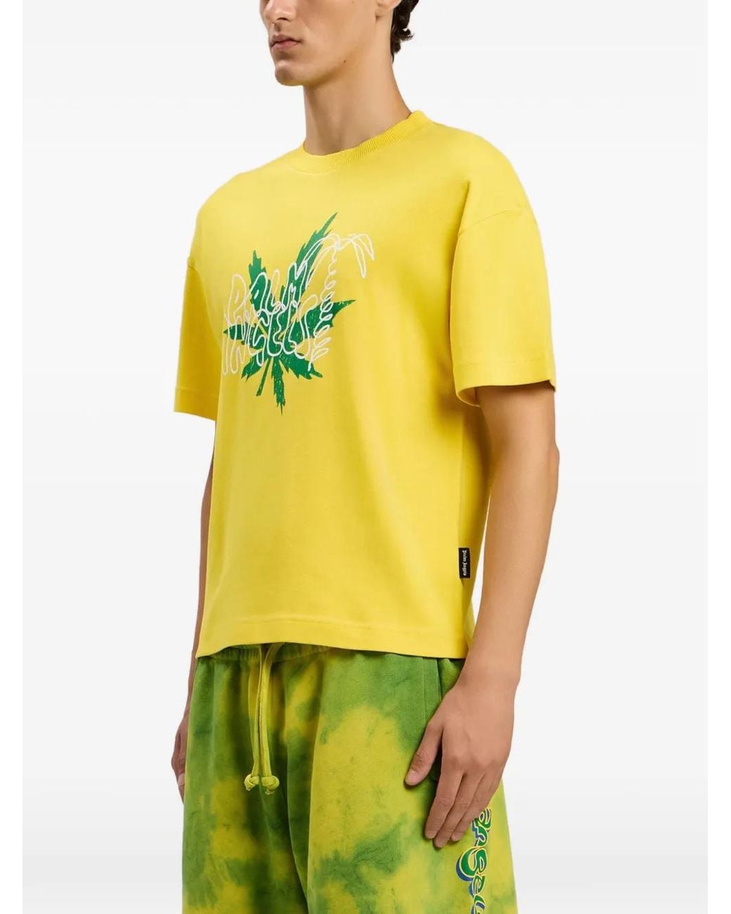 Palm Angels Yellow Palm Leaf T-Shirt for men