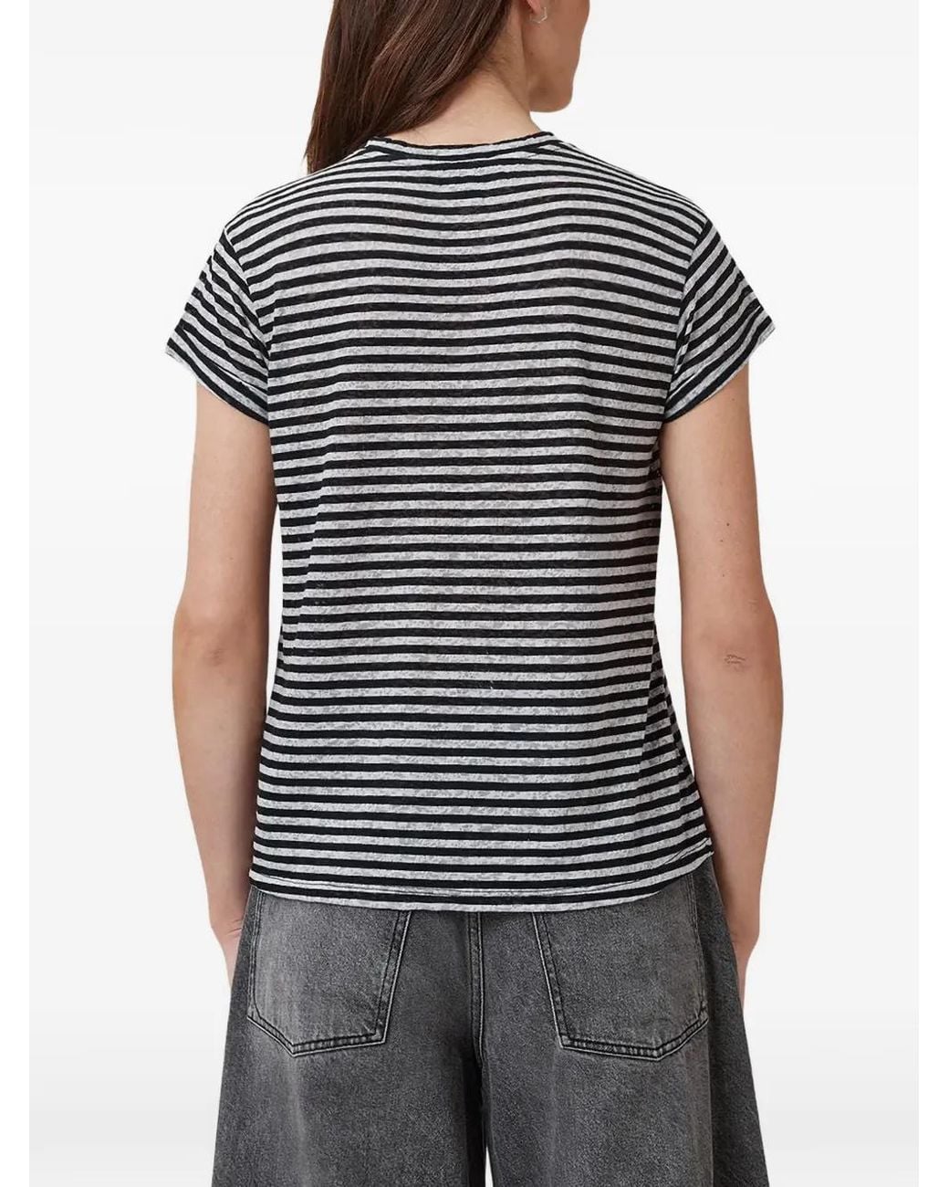 AllSaints Black Anna Striped Short-Sleeve T-Shirt