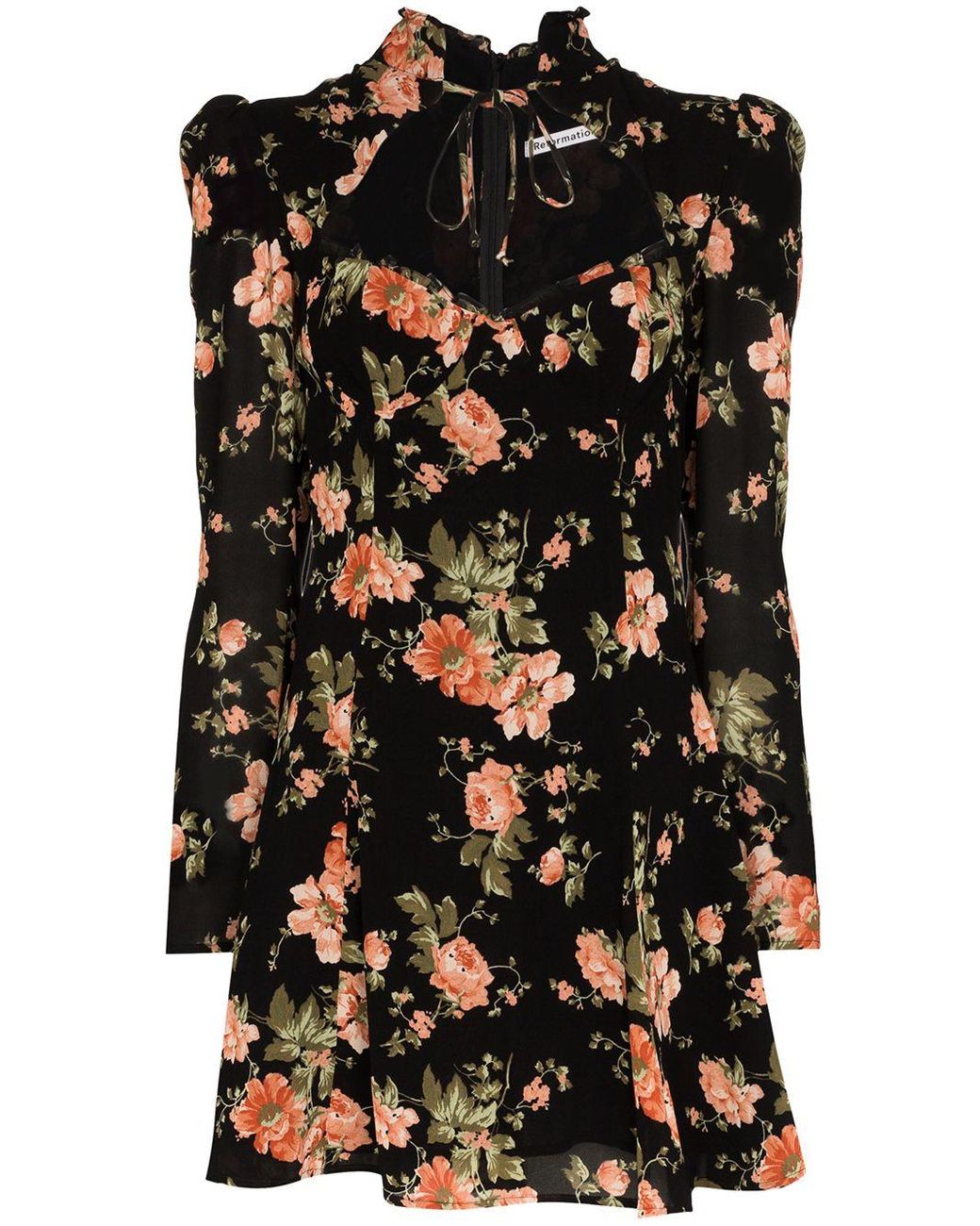 Reformation Vivianne Floral Print Mini Dress - Women's - Viscose in Black |  Lyst