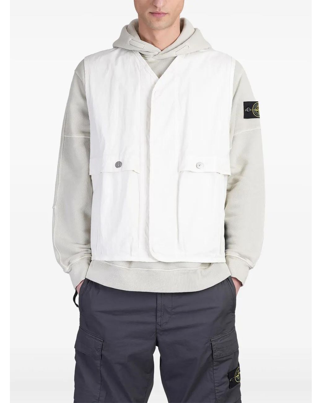 Stone Island White Compass-Badge Vest for men