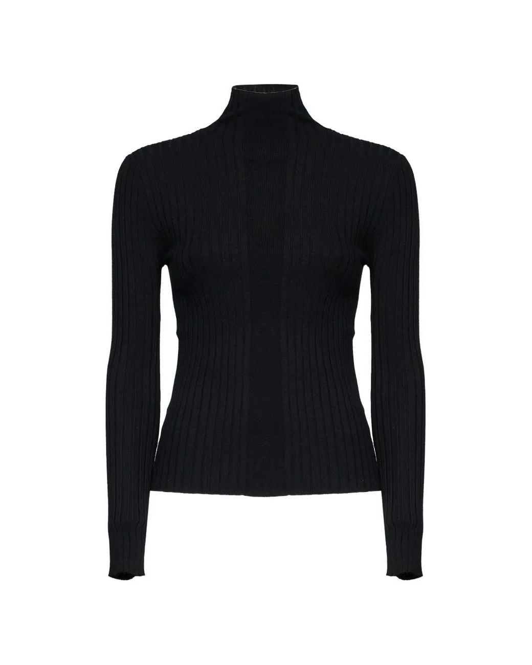 Kaos Black High-Neck Ribbed Sweater