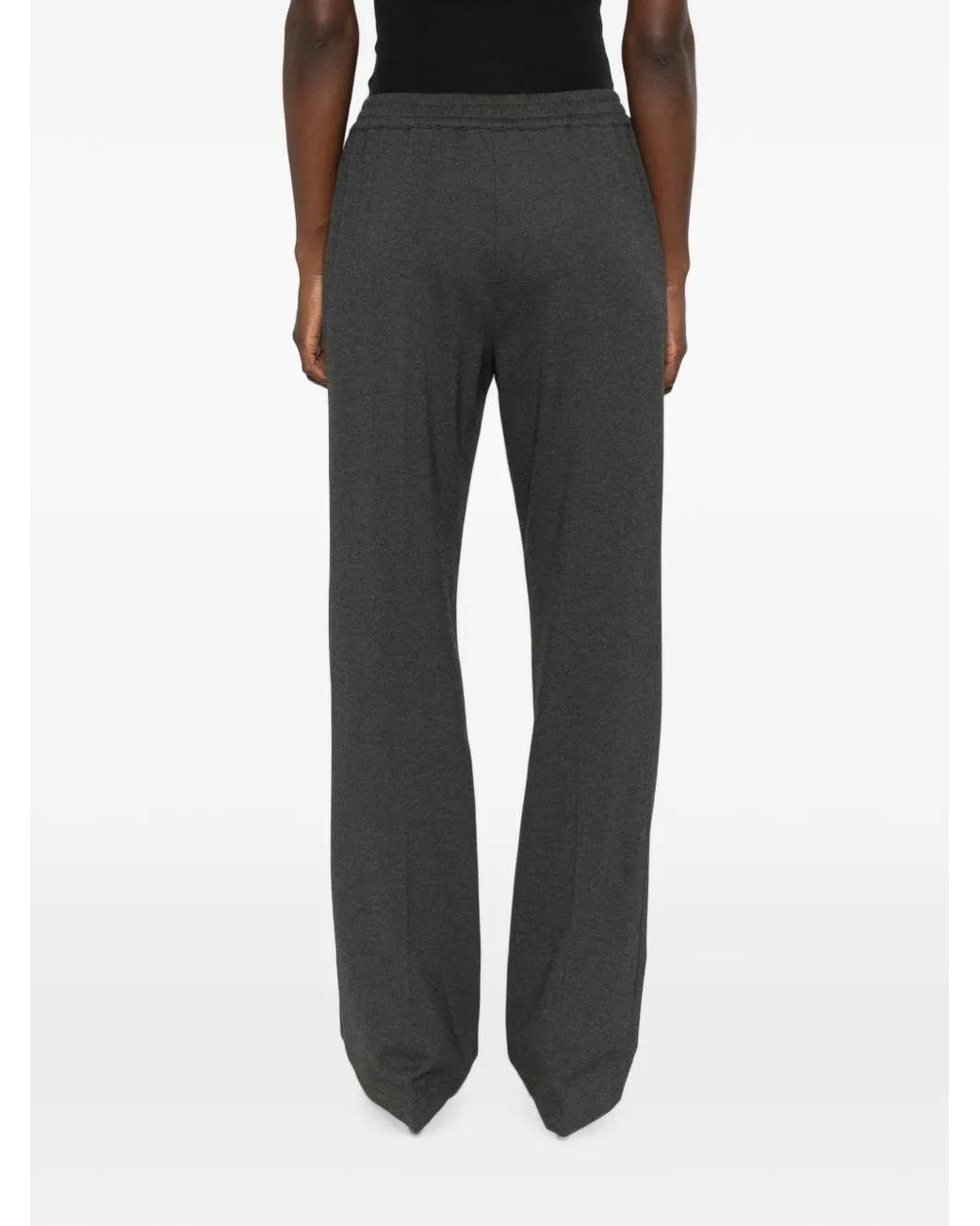 Pinko Gray Straight-Leg Trousers With Elasticated Waist